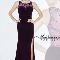 In Stock Milano Formals 1855 Size 0 Prom Dress Pageant Gown Formal High Neck Slit