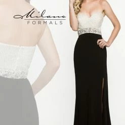 In Stock Milano Formals E1871 Sweetheart Strapless Gown In Black Size 4
