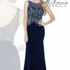 In Stock Milano Formals 1862 Sleeveless Gown In Navy Size 2, 4 Prom Dress Pageant Gown
