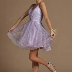 In Stock Nox Anabel R703 Size 12 Short Fit & Flare Sequin Formal Cocktails Dress V Neck Gown