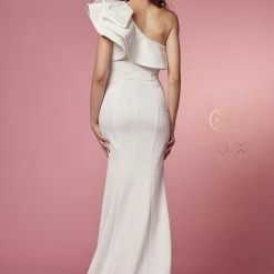 Bridal Nox Anabel E467W Long Ruffle One Shoulder Wedding Pageant Dress Prom Gown Slit 12 Bridal Nox Anabel E467W Long Ruffle One Shoulder Wedding Pageant Dress Prom Gown Slit