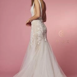 Nox Anabel JE917 3D Floral Lace Mermaid Wedding Dress Bridal Gown Boho Train Mermaid Dresses