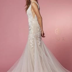 In Stock Nox Anabel JE917 Size 6, 14 3D Floral Lace Mermaid Wedding Dress Bridal Gown Boho Train Mermaid Dresses