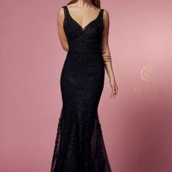 In Stock Mermaid Dresses Nox Anabel A398 Size 4, 8 Long Embellished Lace Formal Evening Gown Prom Dress Wedding Guest