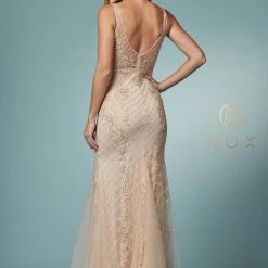 In Stock Mermaid Dresses Nox Anabel A398 Size 4, 8 Long Embellished Lace Formal Evening Gown Prom Dress Wedding Guest