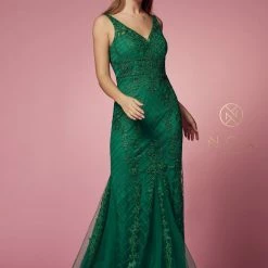 In Stock Mermaid Dresses Nox Anabel A398 Size 4, 8 Long Embellished Lace Formal Evening Gown Prom Dress Wedding Guest