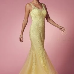 In Stock Mermaid Dresses Nox Anabel A398 Size 4, 8 Long Embellished Lace Formal Evening Gown Prom Dress Wedding Guest