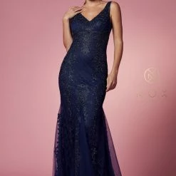 In Stock Mermaid Dresses Nox Anabel A398 Size 4, 8 Long Embellished Lace Formal Evening Gown Prom Dress Wedding Guest