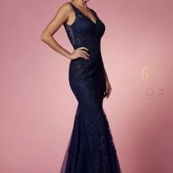 In Stock Mermaid Dresses Nox Anabel A398 Size 4, 8 Long Embellished Lace Formal Evening Gown Prom Dress Wedding Guest