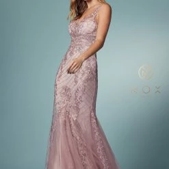 In Stock Mermaid Dresses Nox Anabel A398 Size 4, 8 Long Embellished Lace Formal Evening Gown Prom Dress Wedding Guest
