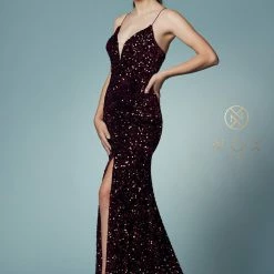 In Stock Backless Dresses Nox Anabel R433 Size 6, 12 Green Long Fitted Velvet Sequin Prom Dress Formal Slit V Neck Corset 31 In Stock Backless Dresses Nox Anabel R433 Size 6, 12 Green Long Fitted Velvet Sequin Prom Dress Formal Slit V Neck Corset