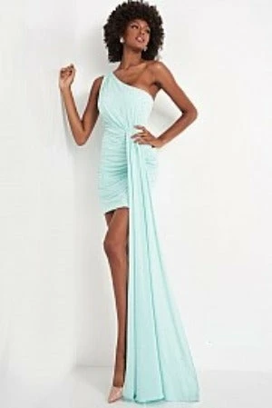 In Stock Jovani 04153 Size 4 Short One Shoulder Fitted Cocktail Dress Draped Sash Pageant Dress 5 In Stock Jovani 04153 Size 4 Short One Shoulder Fitted Cocktail Dress Draped Sash Pageant Dress