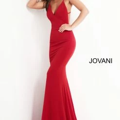 Jovani 00512 V Neckline Fitted Mermaid Prom Dress Open Back Evening Gown Pageant Dress