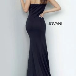 Jovani 00567 Long Ruched Asymmetric Neck Evening Gown Prom Dress Slit Train