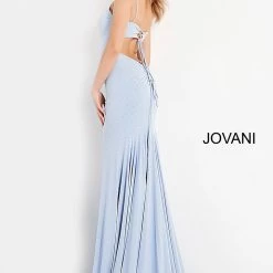 Jovani 00625 V Neckline Tie Back Embellished Fitted Prom Dress Pageant Gown Evening Dress