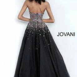 Jovani 00630 Long A Line Ballgown Crystal Prom Dress Formal Strapless Embellished Ballgown Dresses
