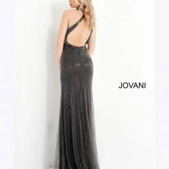 Jovani 00694 Fully Beaded V Neckline Linear Beaded Prom Dress Evening Gown Pageant