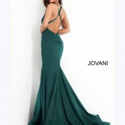 In Stock Jovani JVN00698 Size 6 Stretch Glitter V Neck Mermaid Prom Dress Backless Sexy Train Gown Mermaid Dresses