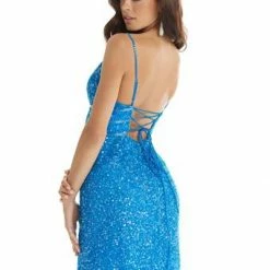 Ashleylauren Sequin Dresses Ashley Lauren 4407 Black Cocktail Dress Sequins V Neckline Homecoming Dress