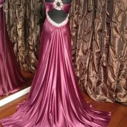 In Stock Jasz Couture Satin Prom Dress 4575 Purple Size 4 Pageant Gown Evening Backless Dresses