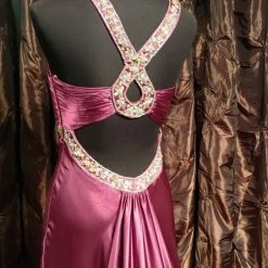 In Stock Jasz Couture Satin Prom Dress 4575 Purple Size 4 Pageant Gown Evening Backless Dresses