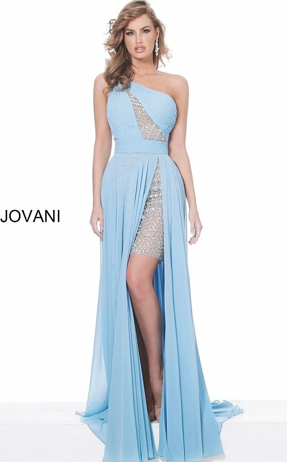 Jovani 02114 Perriwinkle One Shoulder Chiffon Prom Dress 3 Jovani 02114 Perriwinkle One Shoulder Chiffon Prom Dress