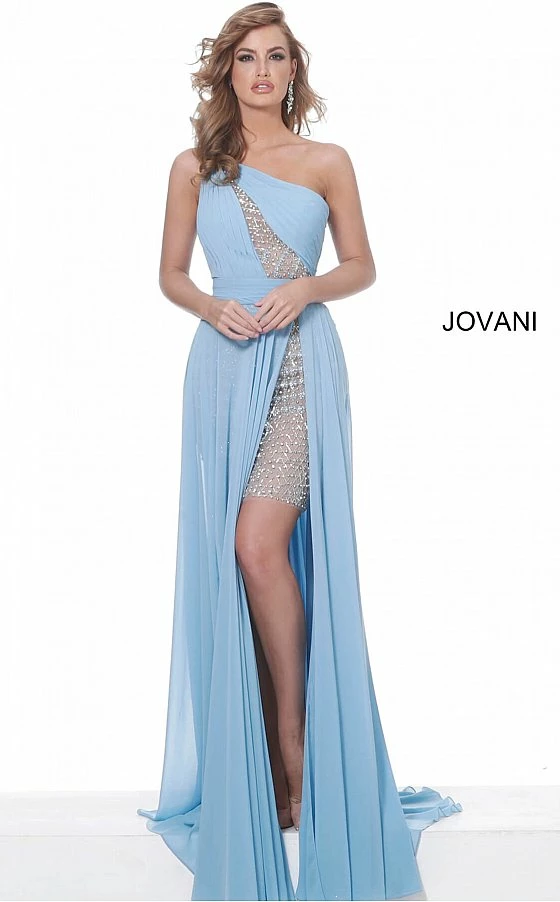 Jovani 02114 Perriwinkle One Shoulder Chiffon Prom Dress 4 Jovani 02114 Perriwinkle One Shoulder Chiffon Prom Dress
