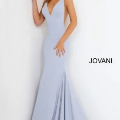 In Stock Jovani 02132 Size 8 Long Fitted Mermaid Stretch Glitter Prom Dress V Neck Cut Out Sexy