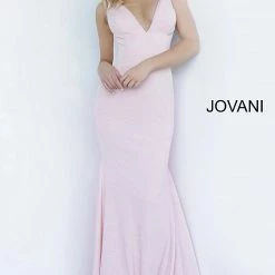 In Stock Jovani 02132 Size 8 Long Fitted Mermaid Stretch Glitter Prom Dress V Neck Cut Out Sexy