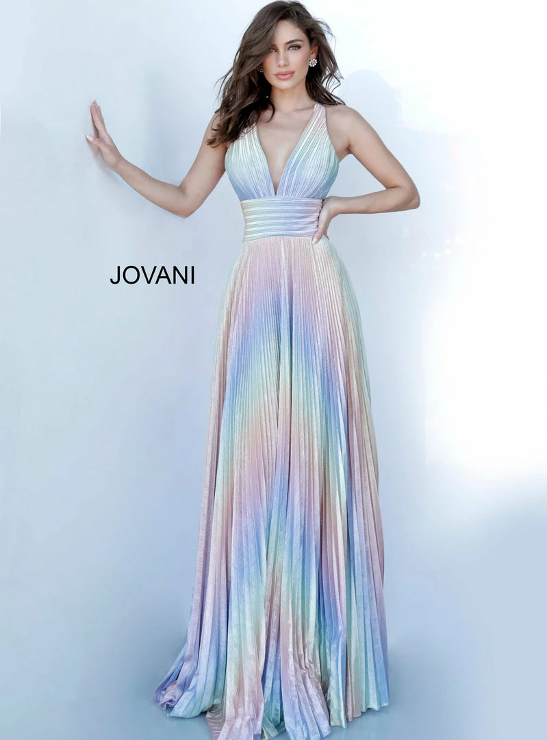 Discontinued Jovani 02285 Long Rainbow Pleated Maxi Skirt Prom Dress V Neck Open Back 2020 Ombre Dresses 4 Discontinued Jovani 02285 Long Rainbow Pleated Maxi Skirt Prom Dress V Neck Open Back 2020 Ombre Dresses
