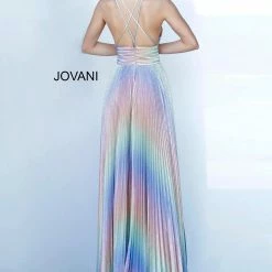 Discontinued Jovani 02285 Long Rainbow Pleated Maxi Skirt Prom Dress V Neck Open Back 2020 Ombre Dresses 7 Discontinued Jovani 02285 Long Rainbow Pleated Maxi Skirt Prom Dress V Neck Open Back 2020 Ombre Dresses