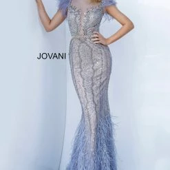 Jovani Couture 02326 Long Feather Mermaid Pageant Dress Mermaid Evening Gown Mermaid Dresses