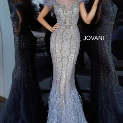 Jovani Couture 02326 Long Feather Mermaid Pageant Dress Mermaid Evening Gown Mermaid Dresses