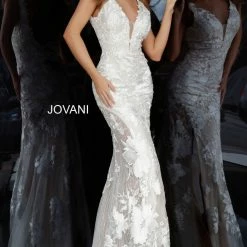 Jovani 02444 Long Floral Lace Plunging Wedding Dress Prom Gown Sexy Sheer Mermaid Dresses 14 Jovani 02444 Long Floral Lace Plunging Wedding Dress Prom Gown Sexy Sheer Mermaid Dresses