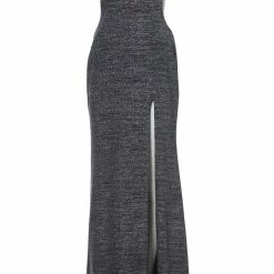 Metallic Dresses Jovani 02472 Long Fitted Glitter Jersey Prom Dress Sheer V Neck Shimmer Pageant