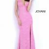 Jovani 02472 Long Fitted Glitter Jersey Prom Dress Sheer V Neck Shimmer Pageant Long Sleeve Dresses