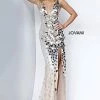 Jovani 02479 Long Cut Glass V Neck Slit Prom Dress Evening Pageant Gown