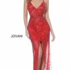 Jovani 02498 Wrap Style Beaded High Slit Prom Dress Evening Gown Sequin Dresses