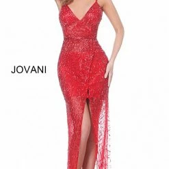 Jovani 02498 Wrap Style Beaded High Slit Prom Dress Evening Gown Sequin Dresses