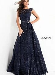 Ballgown Dresses Jovani 02514 A Line Prom Dress Embellished High Neckline Cap Sleeve Mother Of The Bride