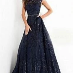 Ballgown Dresses Jovani 02514 A Line Prom Dress Embellished High Neckline Cap Sleeve Mother Of The Bride