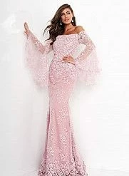 Jovani 02570 Off The Shoulder Bell Sleeves Evening Gown Lace Mother Of The Bride Dress Long Sleeve Dresses