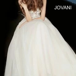 Jovani 02758 Long Sheer Lace Applique A Line Prom Dress Pageant Gown Formal Ballgown Dresses