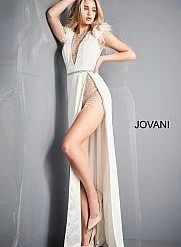 Backless Dresses Jovani 02833 Fitted Romper With Overskirt Side Slit Feather Shoulders Open Back 10 Backless Dresses Jovani 02833 Fitted Romper With Overskirt Side Slit Feather Shoulders Open Back