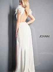 Backless Dresses Jovani 02833 Fitted Romper With Overskirt Side Slit Feather Shoulders Open Back 11 Backless Dresses Jovani 02833 Fitted Romper With Overskirt Side Slit Feather Shoulders Open Back