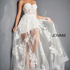 Corset Dresses Jovani 02845 Sheer Corset Maxi Skirt Prom Dress Mini Lace Sexy Formal Gown