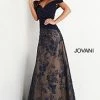 Jovani 02852 Navy Mother Of The Bride Dress Off Shoulder Long A Line Ruched Evening Gown