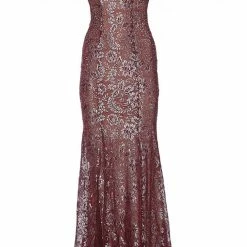 Jovani 02906 Metallic Shimmer Lace Crystal Embellished Prom Dress Pageant V Neck Mermaid Dresses
