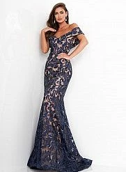 Jovani 02912 Lace Evening Gown Mother Of The Bride Dress Off The Shoulder