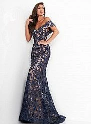 Jovani 02912 Lace Evening Gown Mother Of The Bride Dress Off The Shoulder